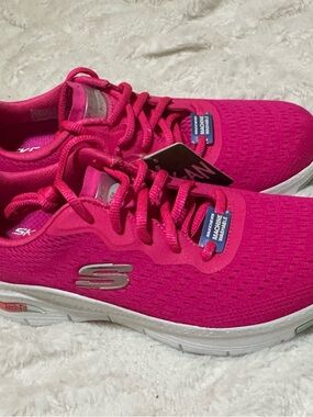 Skechers Women's Bright Pink Athletic Slip-On Sneakers